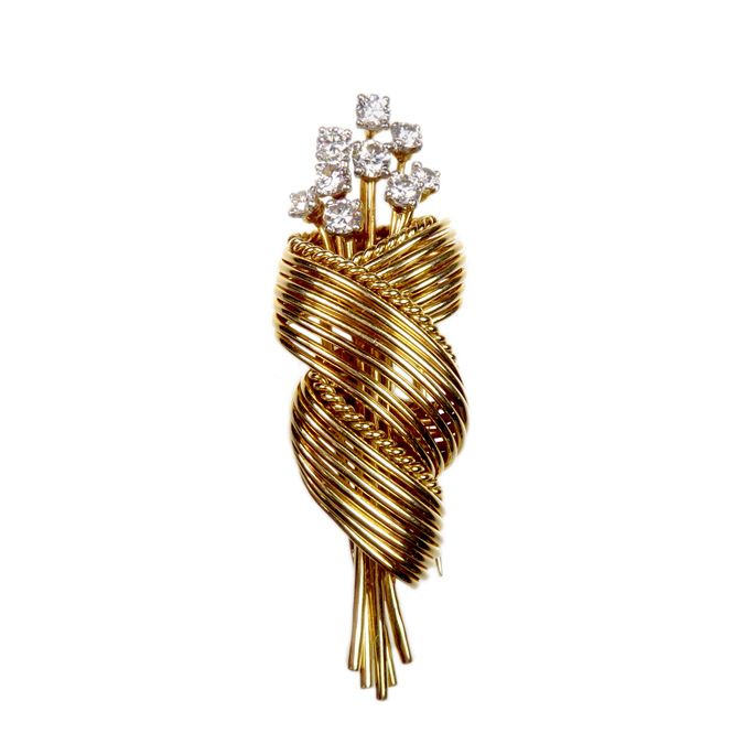   Cartier - Gold and diamond stylised bouquet of flowers brooch | MasterArt